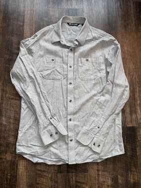 Travis Mathew Cloud Collection Shirt Men Large Gray Cotton Button Up Workwear